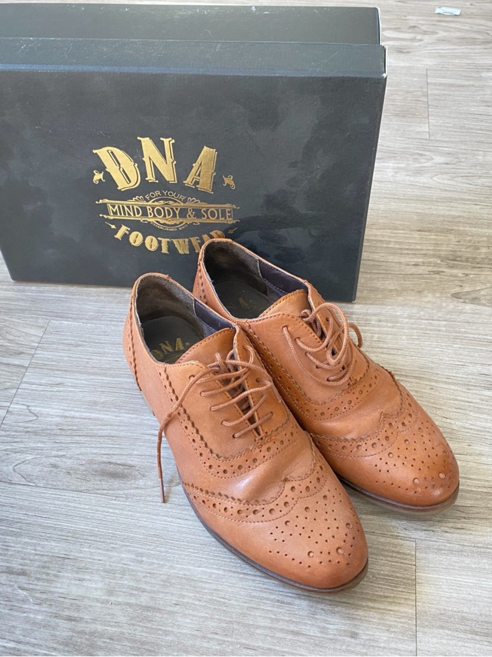Women's Tan Leather Brogue Loafers